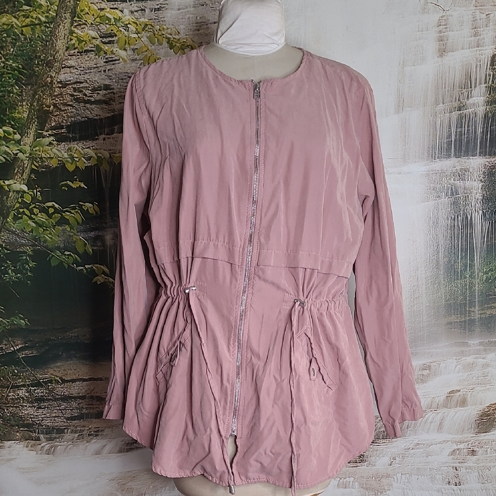 Maurices Womens 2 plus size mauve long sleeve full zip up lightweight jacket
